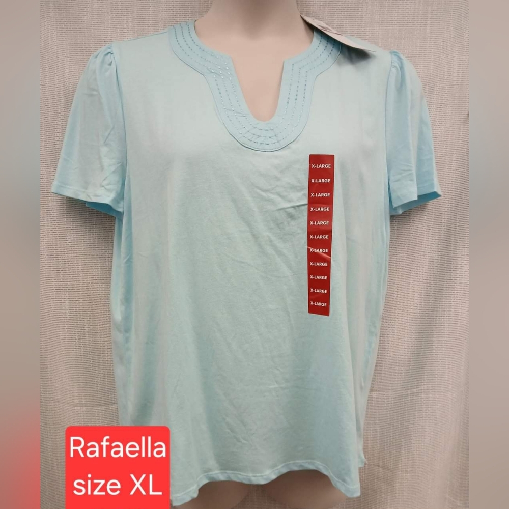 Rafaella Womens Short Sleeve Shirt top.  Size XL. New with tags